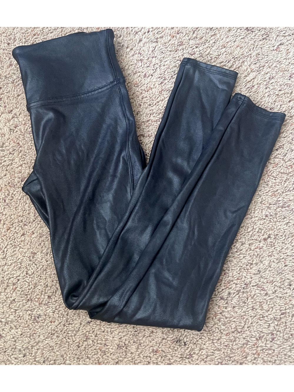 SPANX Black High-Waist pleather Shaping Leggings